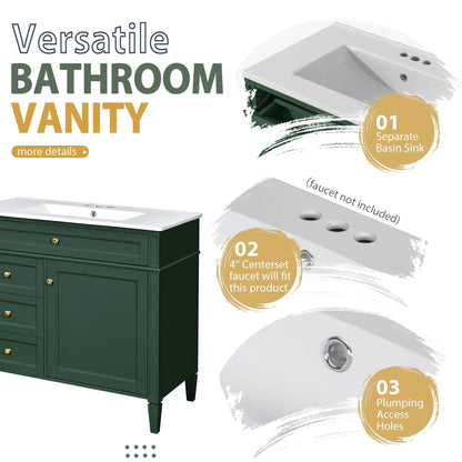 Bathroom vanity with mirror cabinet, green finish, 2 soft-closing doors and 4 drawers on Tampa Home & Garden Store