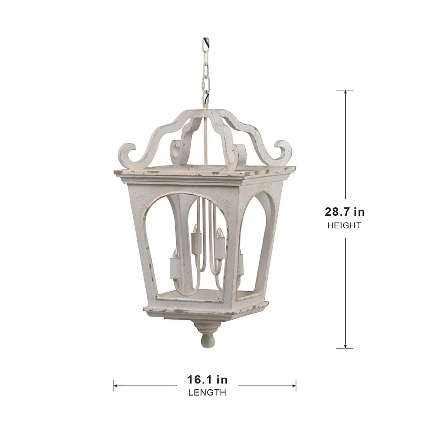 Four Light Wood Chandelier with Adjustable Chain