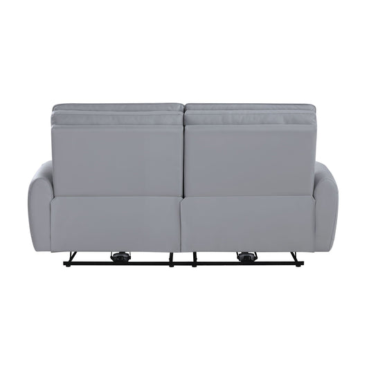 Jeromie gray power motion reclining sofa by HouseOfZazla with back cushions and metal base on Tampa Home & Garden Store