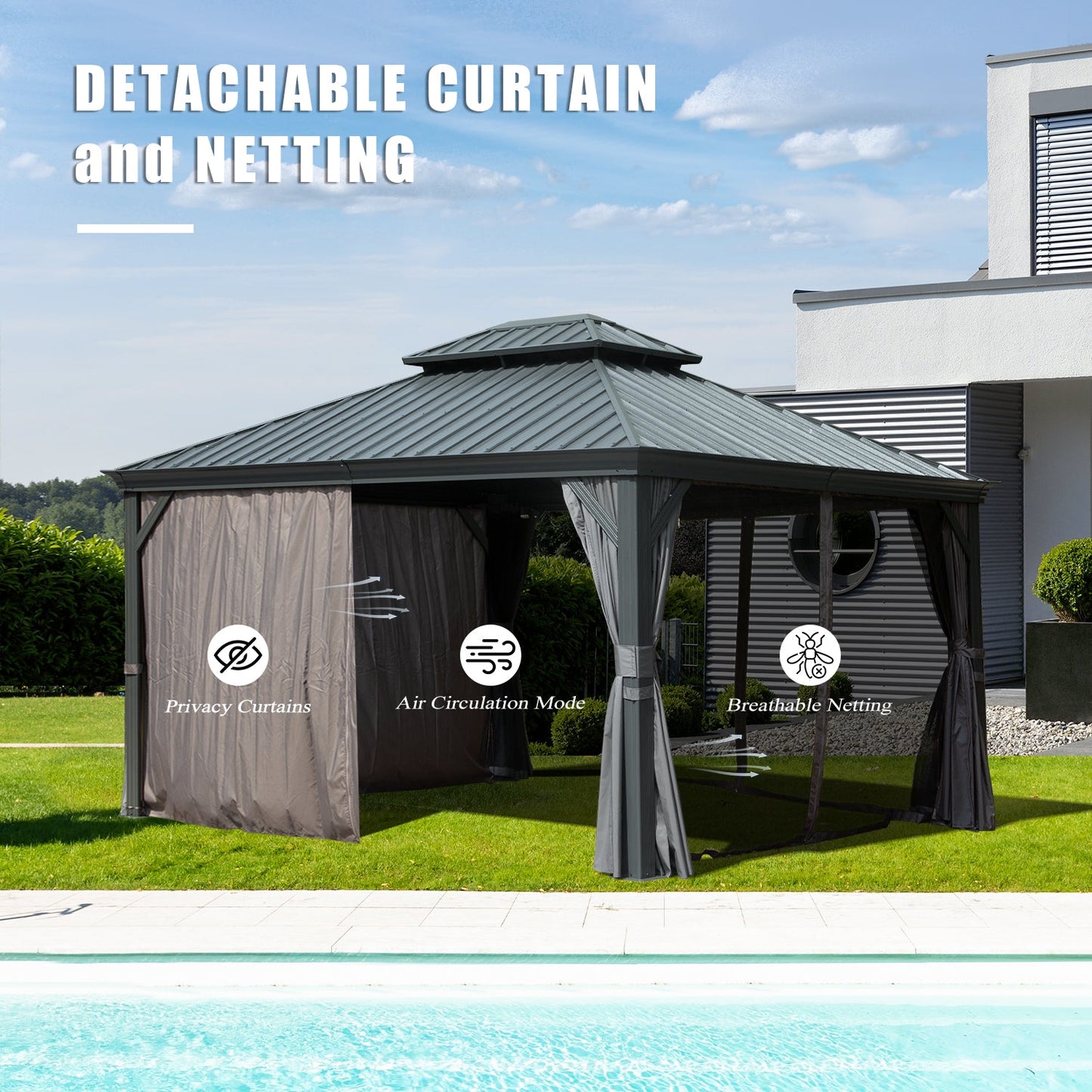 10x12 Outdoor Hardtop Gazebo and Aluminum Frame