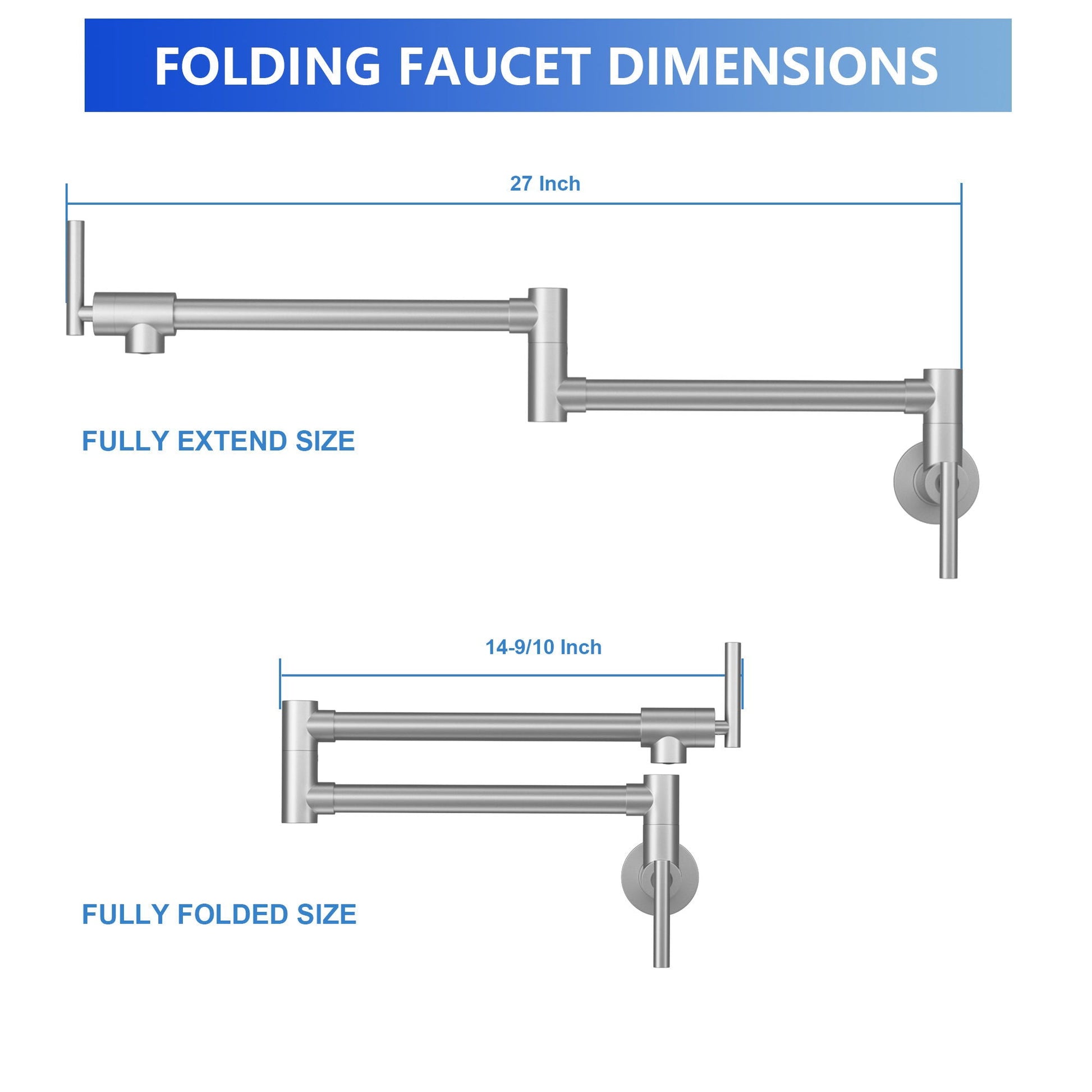 Wall mount pot filler faucet folding arm with 2 handles in brushed nickel by HouseOfZazla on Tampa Home & Garden Store