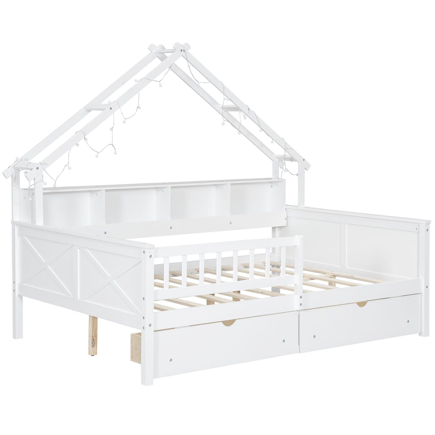 House Platform Bed With Led Lights And Storage