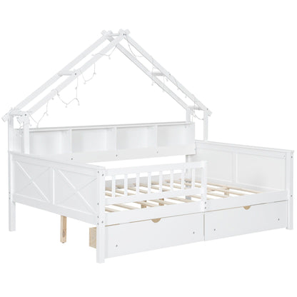 House Platform Bed With Led Lights And Storage