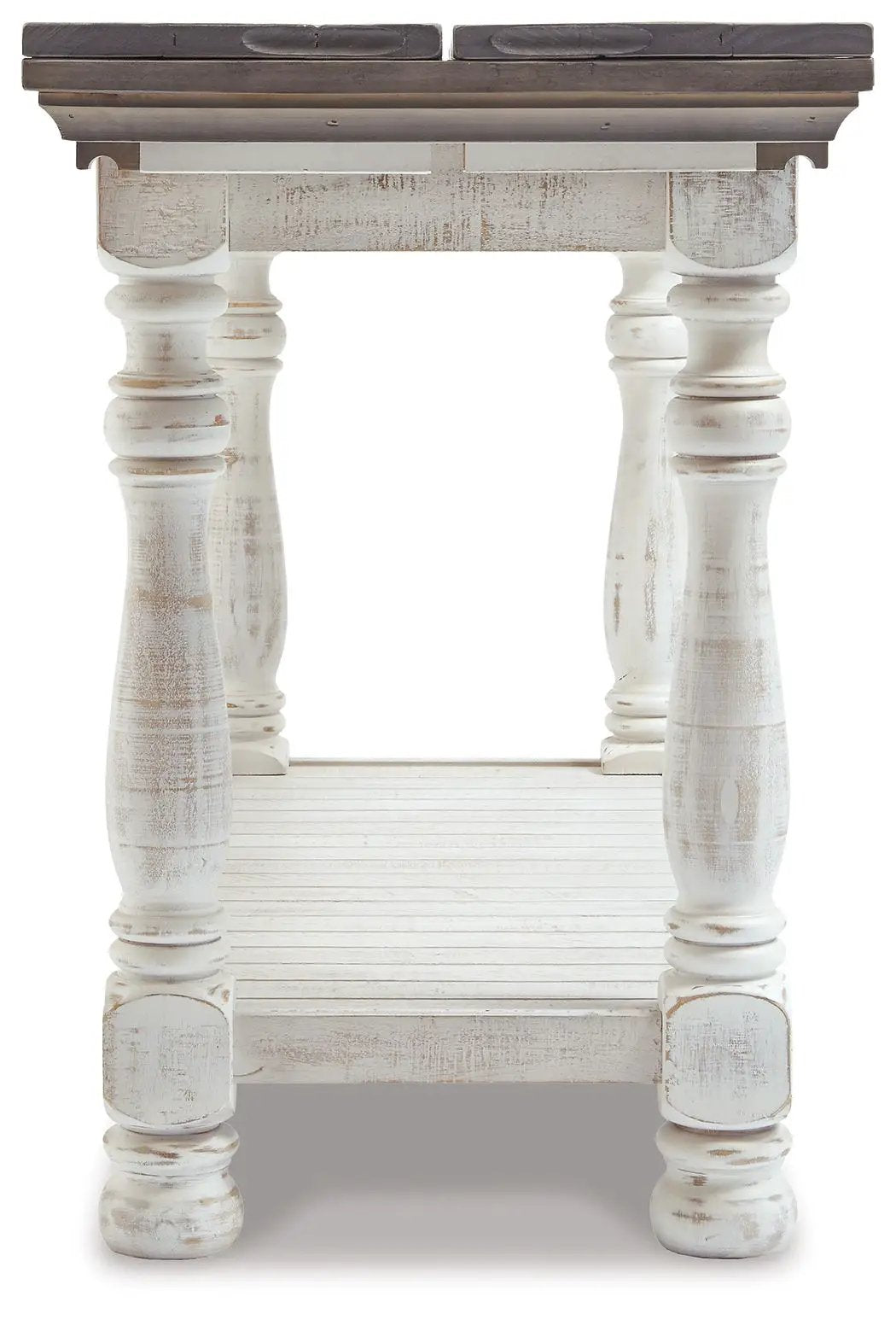 Havalance flip-top sofa table distressed white with dark wood top Unique Piece Furniture on Tampa Home & Garden Store