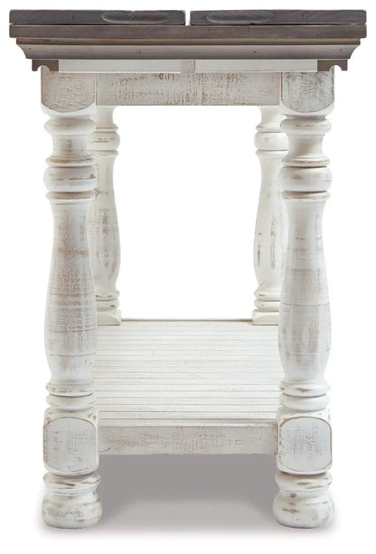 Havalance flip-top sofa table distressed white with dark wood top Unique Piece Furniture on Tampa Home & Garden Store