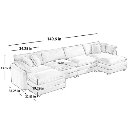Modern oversized modular cushion sofa with ottoman, low back, deep seating HouseOfZazla on Tampa Home & Garden Store