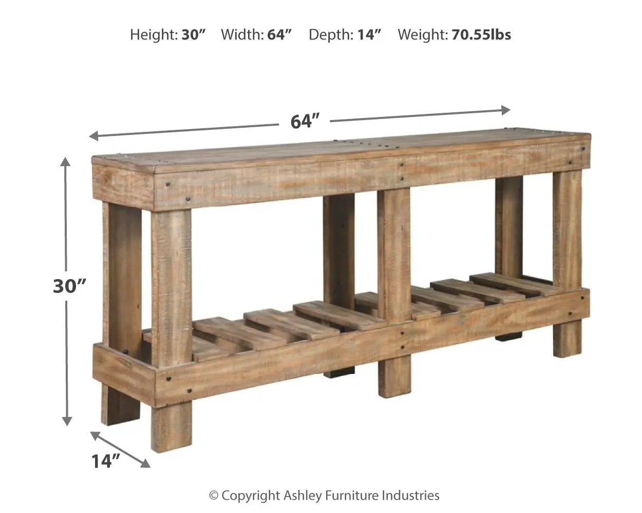 Susandeer Console Sofa Table, brown wood, rustic pallet, 64W x 14D x 30H, Unique Piece Furniture on Tampa Home & Garden Store