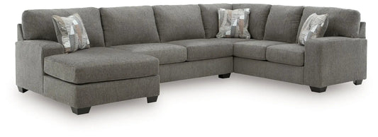 Clarington Stationary Sectional gray fabric L-shaped with three cushions Unique Piece Furniture on Tampa Home & Garden Store