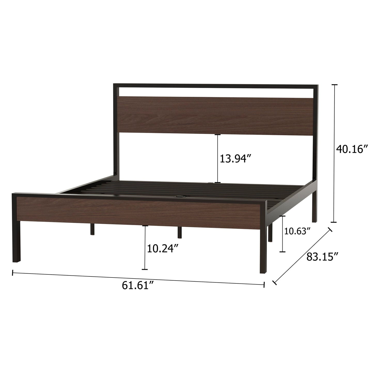 Ceres metal bed frame with wood headboard & footboard, black steel rails HouseOfZazla on Tampa Home & Garden Store