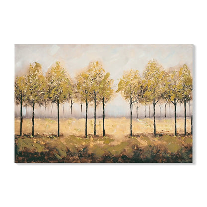 Canvas Art wall decor of a row of trees with tan leaves, textured landscape on Tampa Home & Garden Store