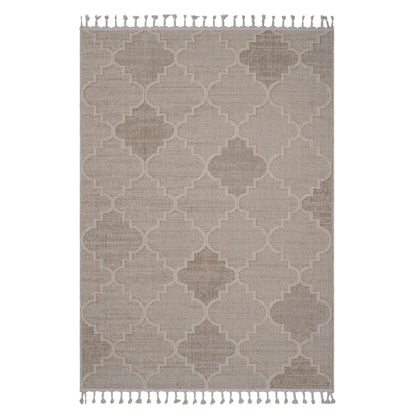 Guros Collection 7.9x10 Durable Soft Area Rug taupe beige geometric trellis by HouseOfZazla on Tampa Home & Garden Store