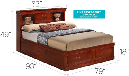 Traditional Style Bookcase Storage Bed in dark wood with built-in headboard by HouseOfZazla on Tampa Home & Garden Store