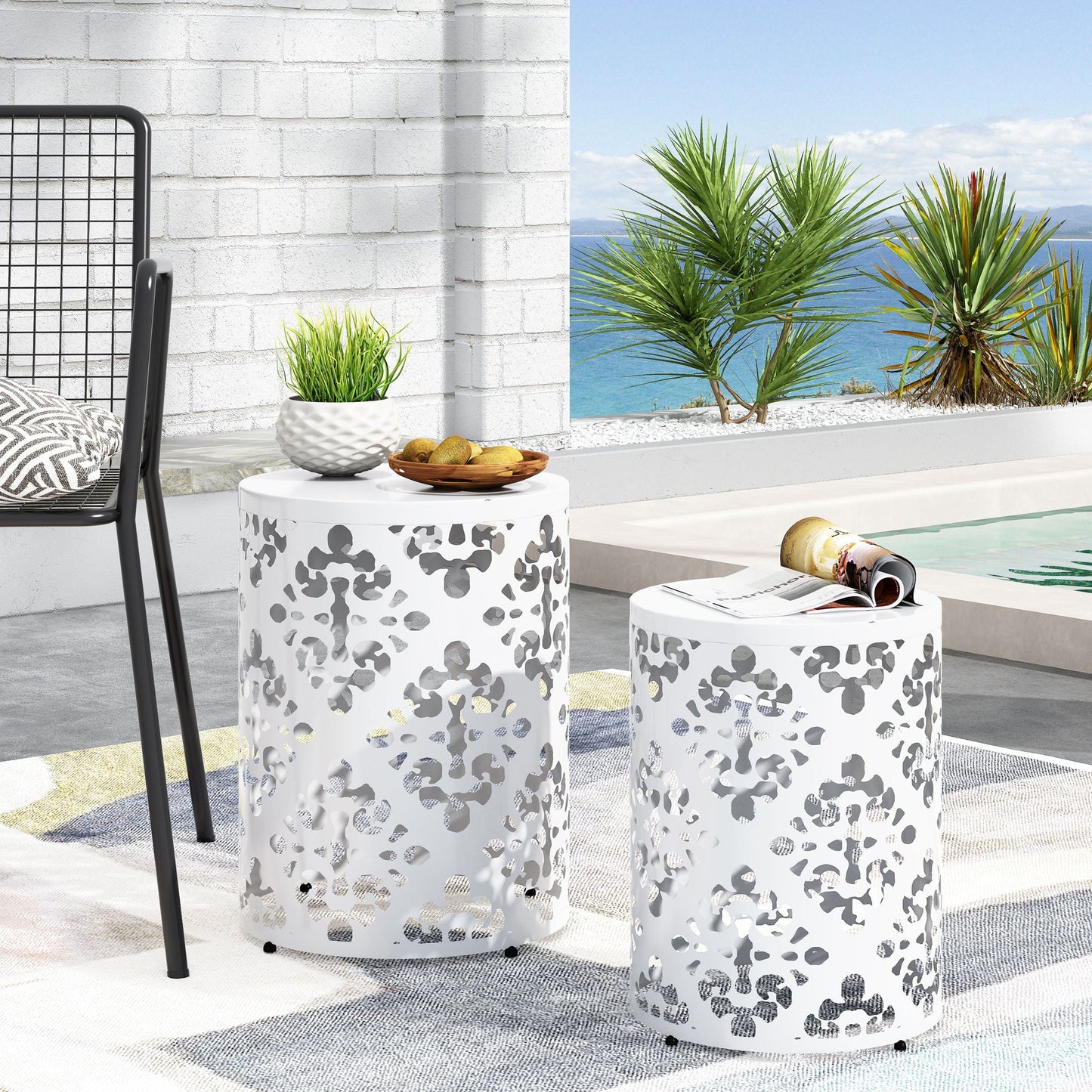 Modern Metal Outdoor End Table For The Patio