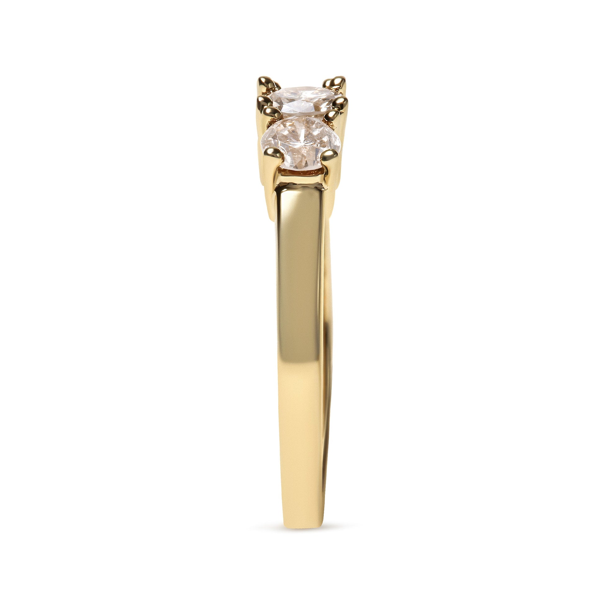10K yellow gold champagne diamond 3-stone band ring, two visible stones, size 7, 1.00 Cttw on Tampa Home & Garden Store