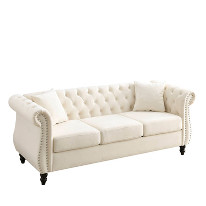 Chesterfield Sofa With Nailhead Trim and Cushions