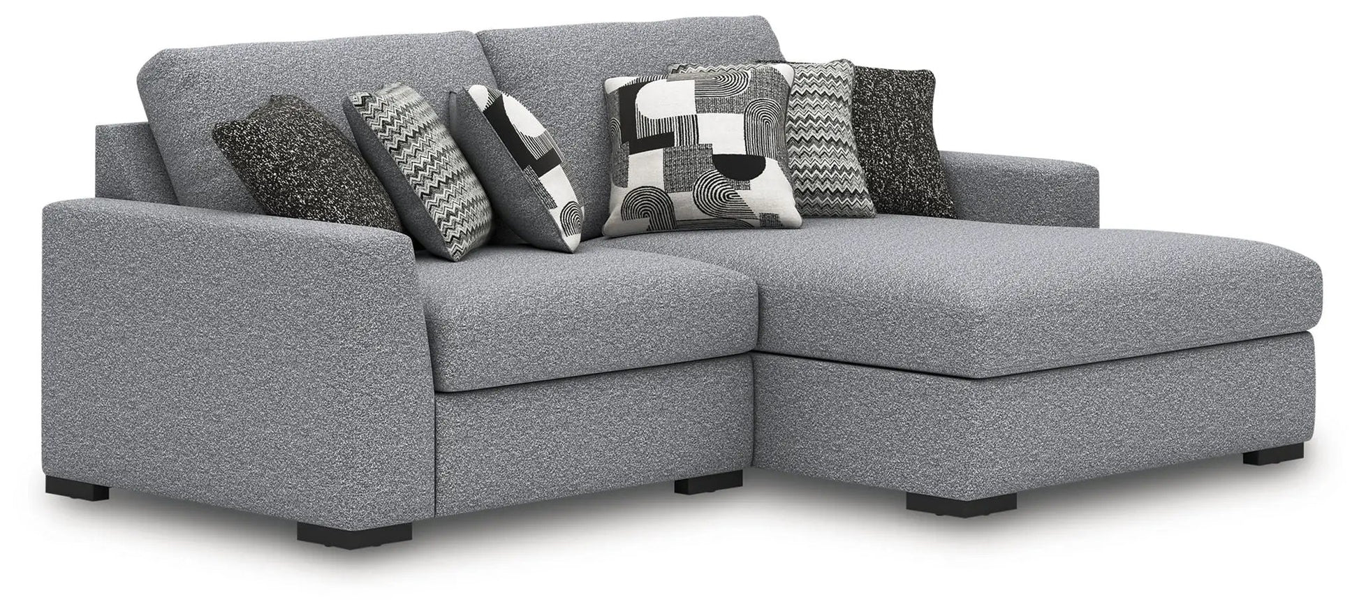 Bealton sectional sofa in gray textured fabric with geometric pillows by Unique Piece Furniture on Tampa Home & Garden Store