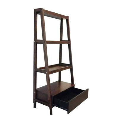 Ladder Shelf and Display Shelf Natural Wood Brown
