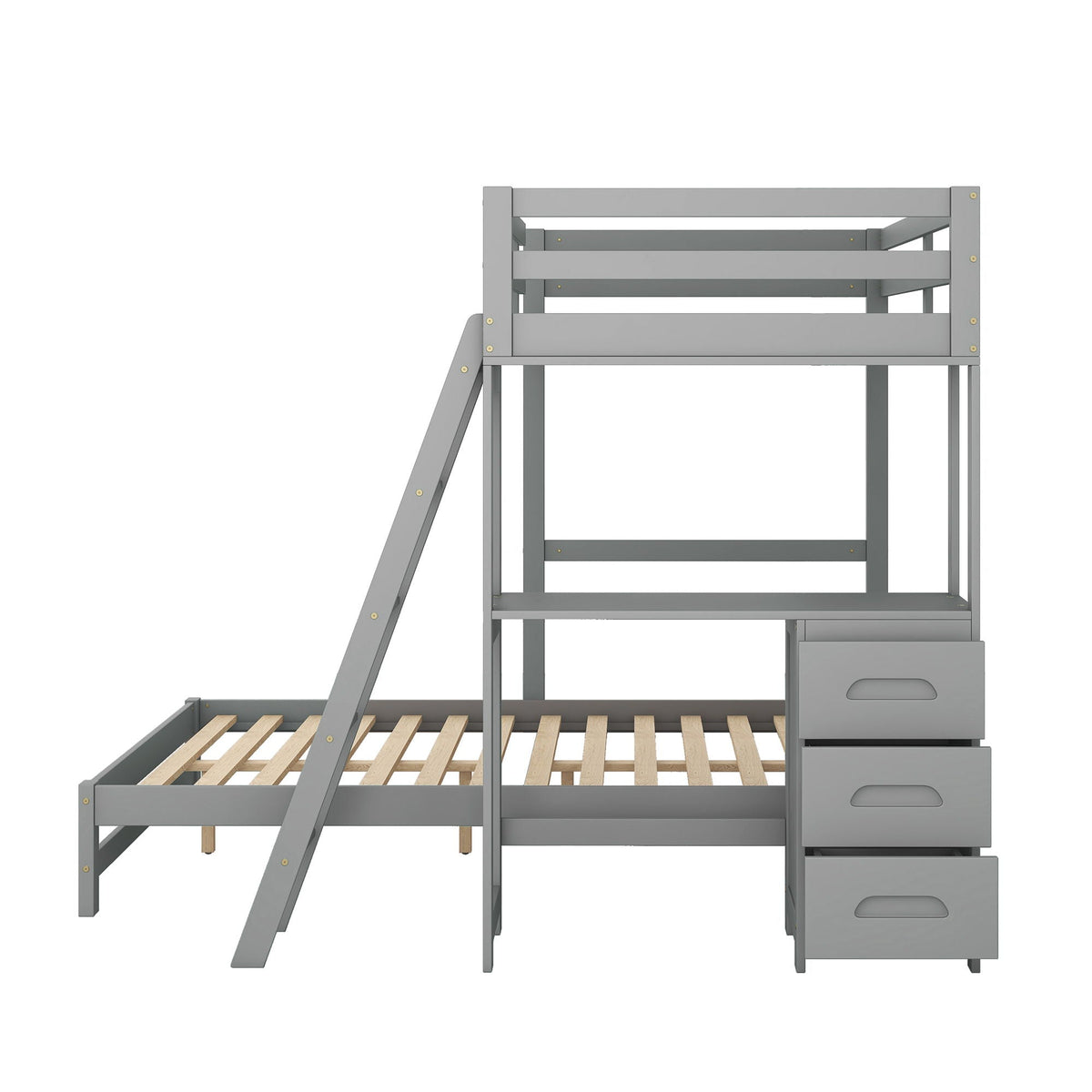 Bunk Bed With Built In Desk And 3 Drawers gray finish on Tampa Home & Garden Store