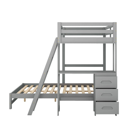 Bunk Bed With Built In Desk And 3 Drawers gray finish on Tampa Home & Garden Store