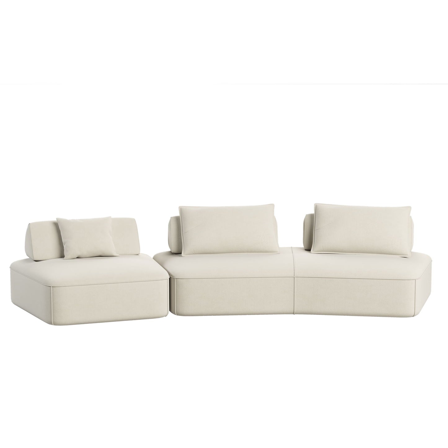 Modern Luxury Oversized Modular Sectional Sofa Set, 2-piece cream faux-leather, HouseOfZazla on Tampa Home & Garden Store