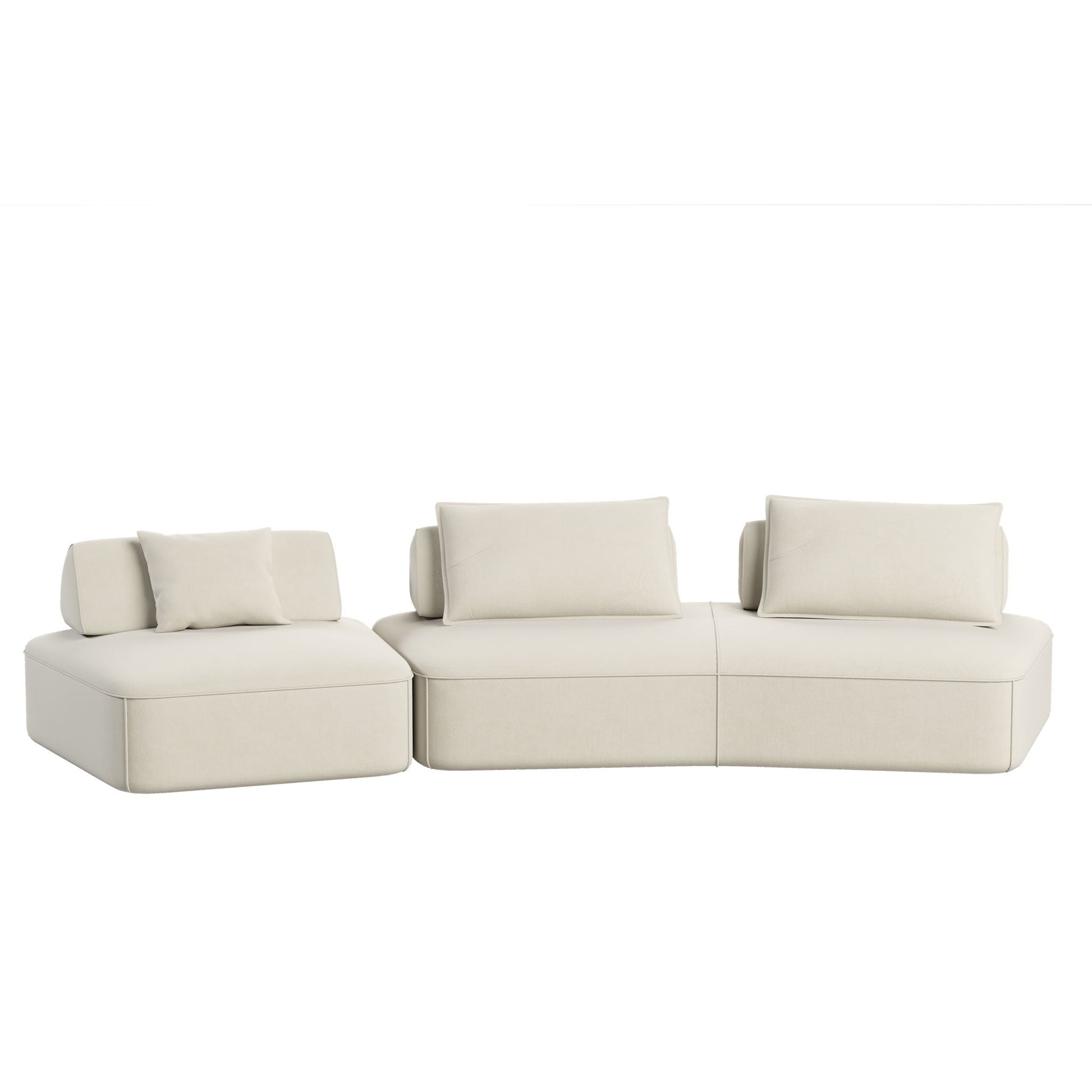 Modern Luxury Oversized Modular Sectional Sofa Set, 2-piece cream faux-leather, HouseOfZazla on Tampa Home & Garden Store