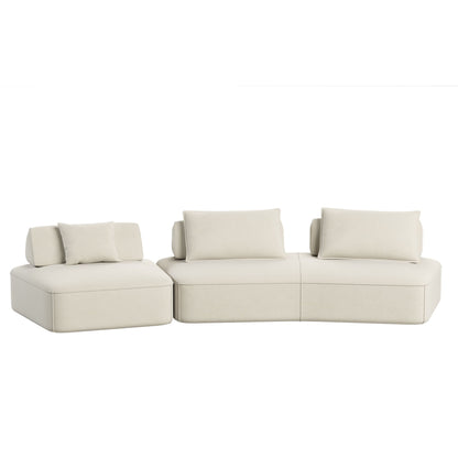 Modern Luxury Oversized Modular Sectional Sofa Set, 2-piece cream faux-leather, HouseOfZazla on Tampa Home & Garden Store