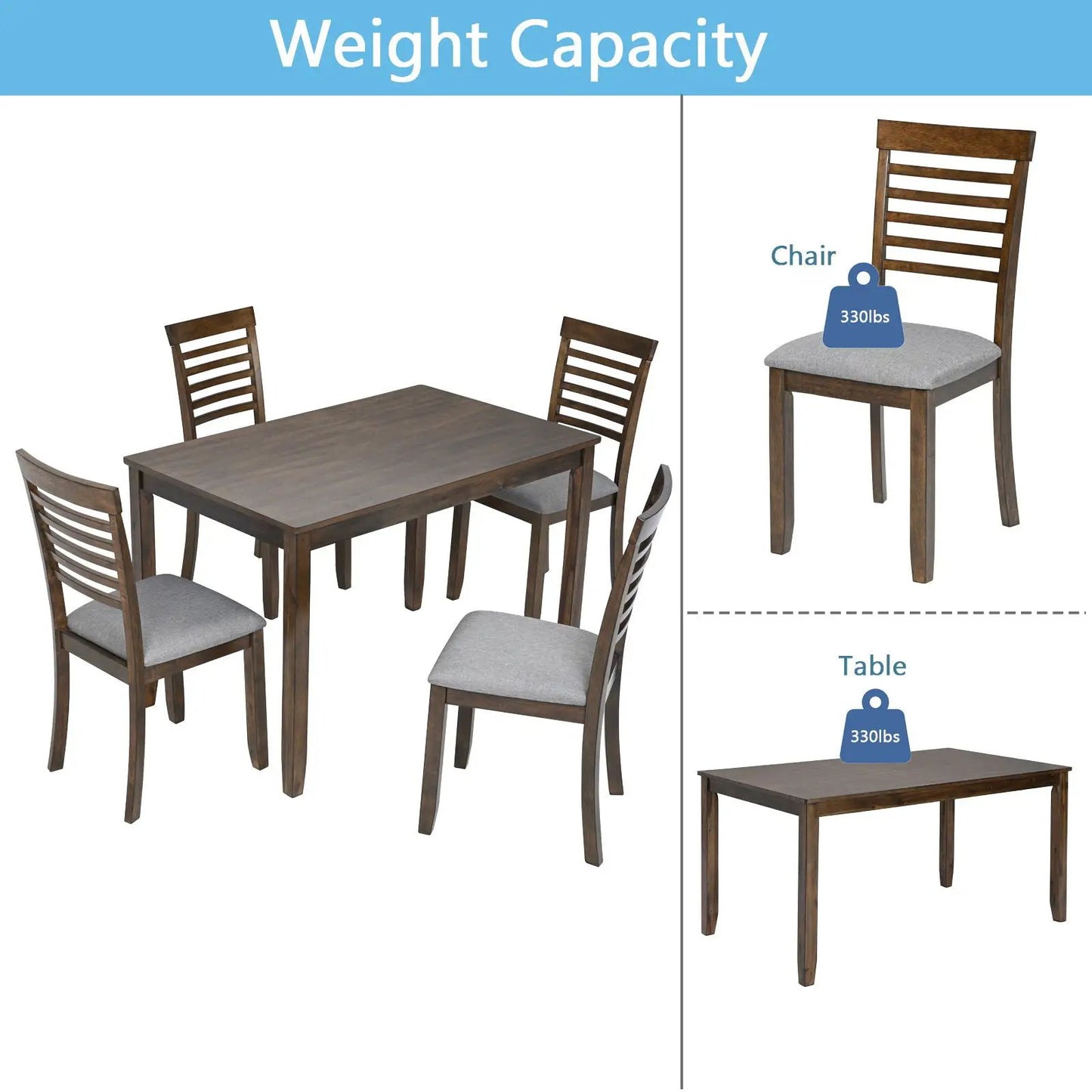 5 Piece Modern Dining Set Table With Chairs