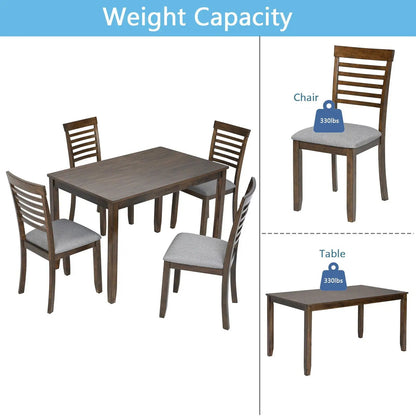 5 Piece Modern Dining Set Table With Chairs