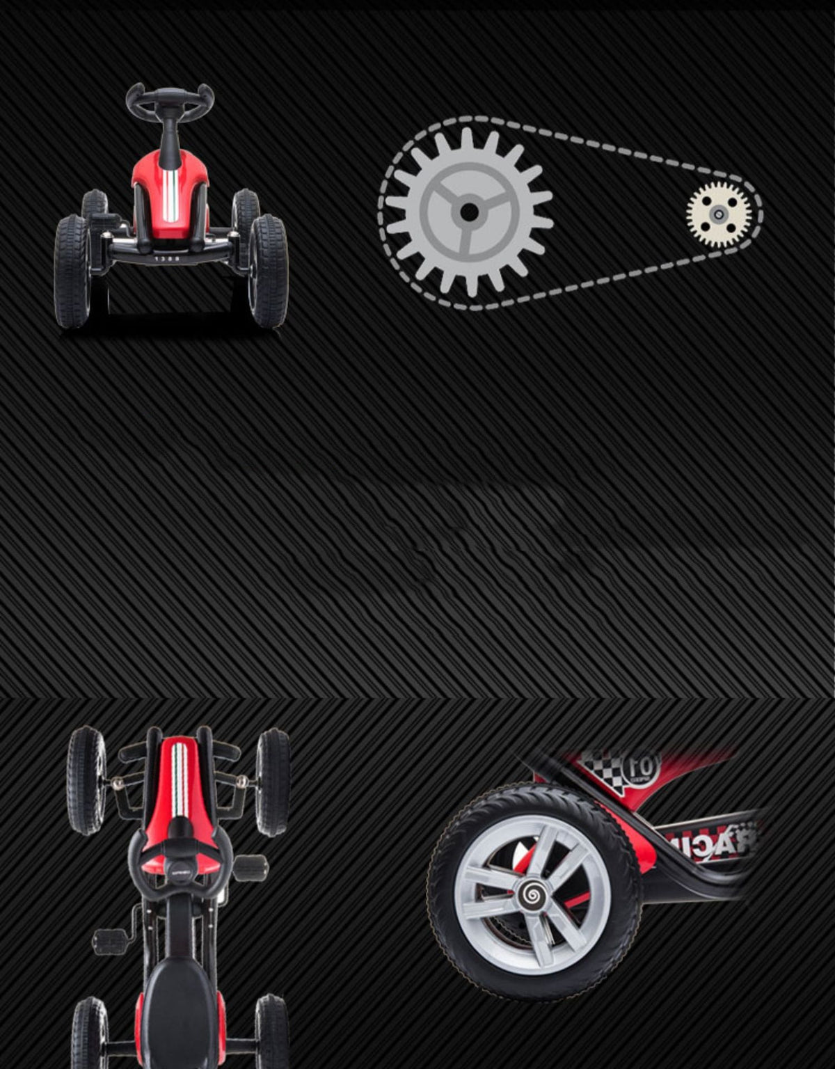 Kids' pedal go-kart, red and black, 4-wheel outdoor ride-on toy on Tampa Home & Garden Store