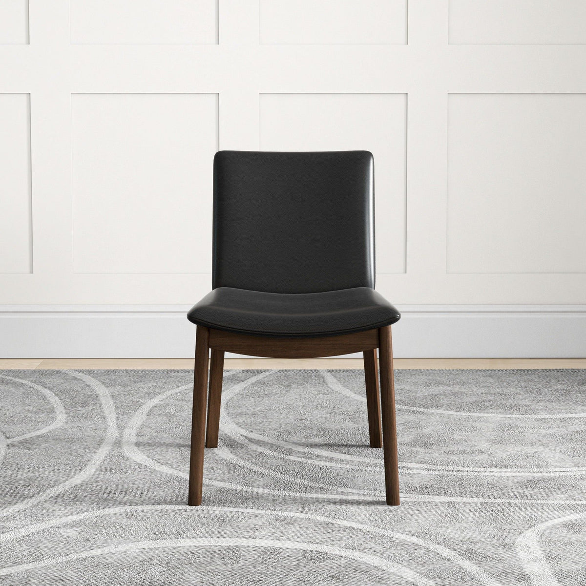 HouseOfZazla mid-century dining chair with black fabric upholstery and solid wood legs on Tampa Home & Garden Store