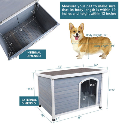 Medium outdoor dog house with waterproof roof, elevated floor, adjustable feet by HouseOfZazla on Tampa Home & Garden Store