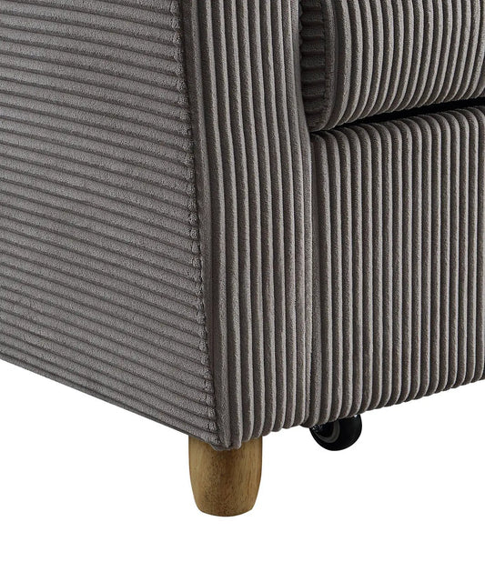 Justine Convertible Sleeper Loveseat brown corded fabric with wood legs Unique Piece on Tampa Home & Garden Store