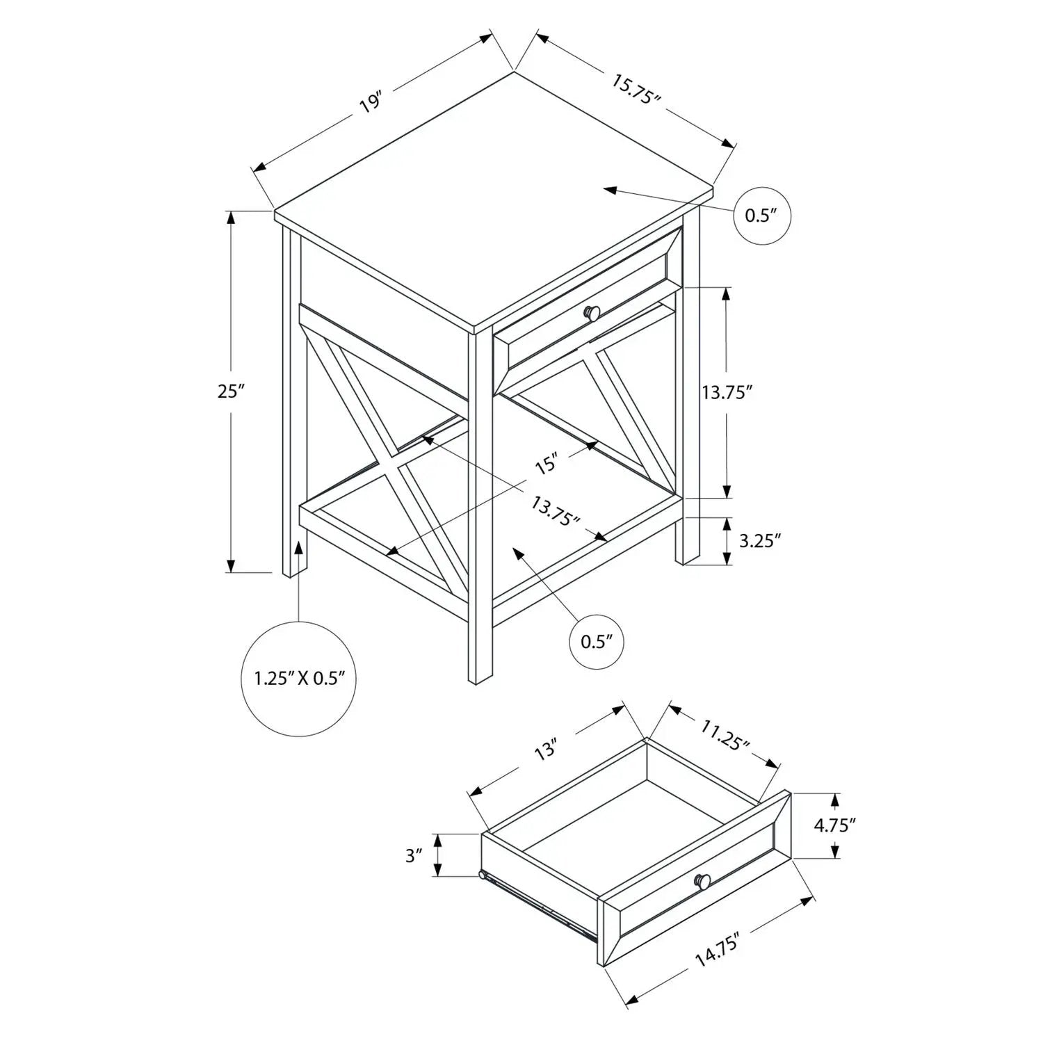 Accent End Table, 2-Tier with drawer, Transitional style by Unique Piece Furniture on Tampa Home & Garden Store