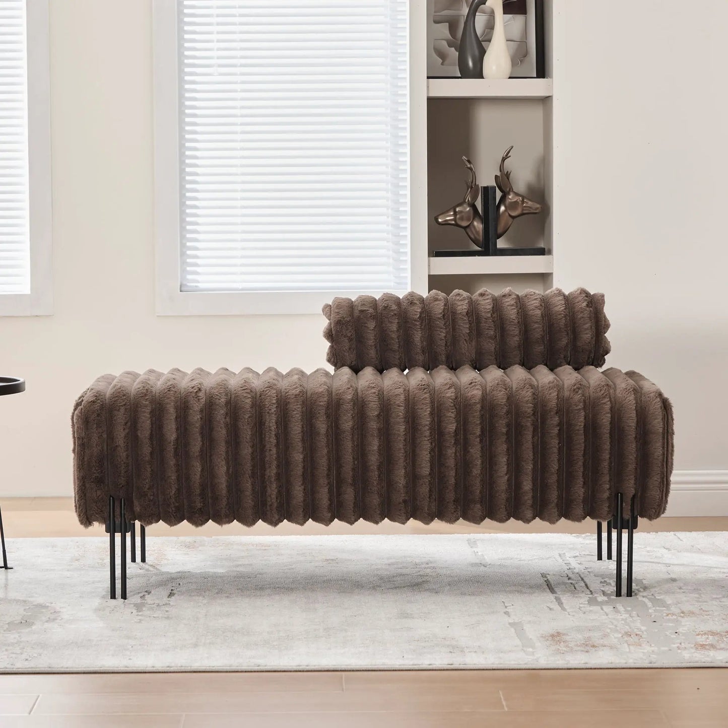 Mini Loveseat With Adjustable Backrest and Fur