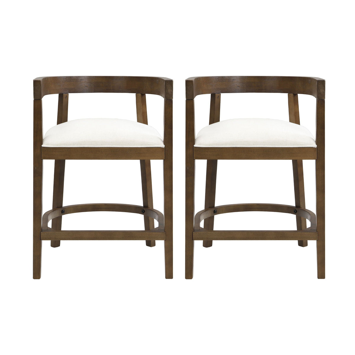 Modern rubberwood counter stools with white upholstered seats, set of 2, HouseOfZazla on Tampa Home & Garden Store