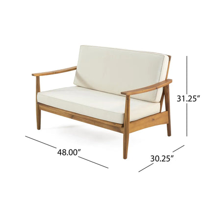 Outdoor Acacia Wood Loveseat Set With Coffee Table 2-piece by HouseOfZazla in natural wood on Tampa Home & Garden Store