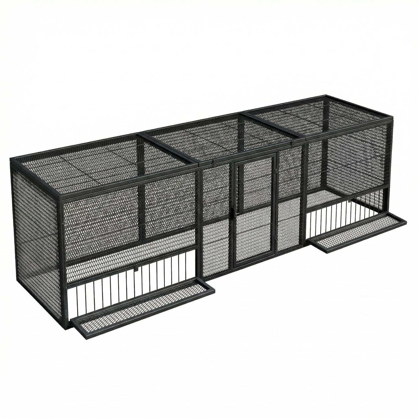 Chicken Coop Cage outdoor black/silver, multi-section bird enclosure on Tampa Home & Garden Store