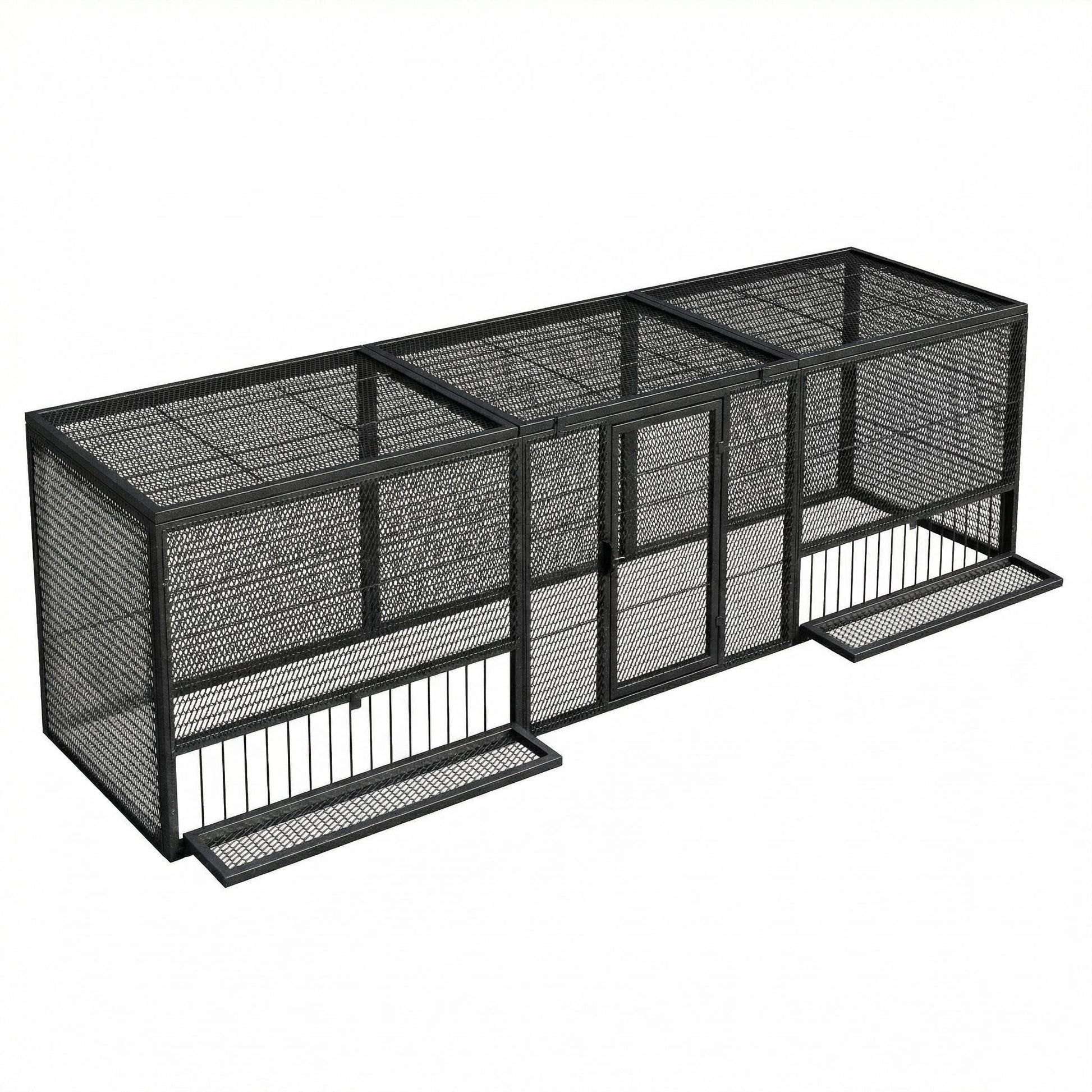 Chicken Coop Cage outdoor black/silver, multi-section bird enclosure on Tampa Home & Garden Store