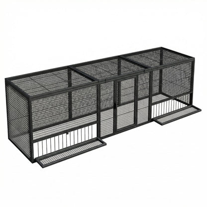 Chicken Coop Cage outdoor black/silver, multi-section bird enclosure on Tampa Home & Garden Store