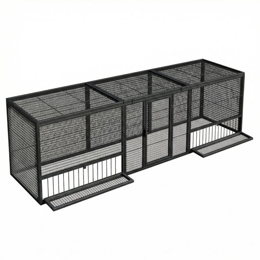 Chicken Coop Cage outdoor black/silver, multi-section bird enclosure on Tampa Home & Garden Store