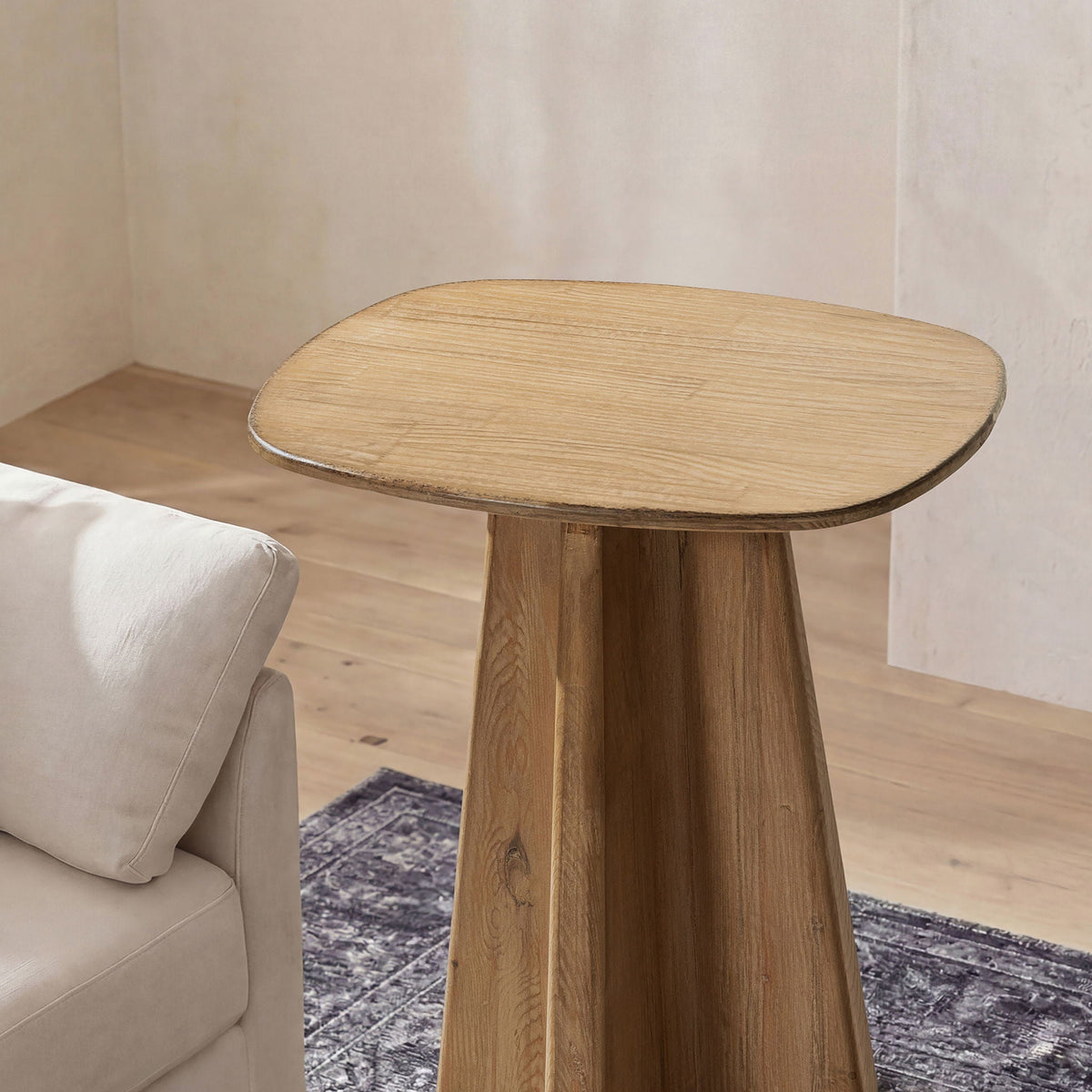 Antique brown rectangular end table with a sculptural wood pedestal base HouseOfZazla on Tampa Home & Garden Store