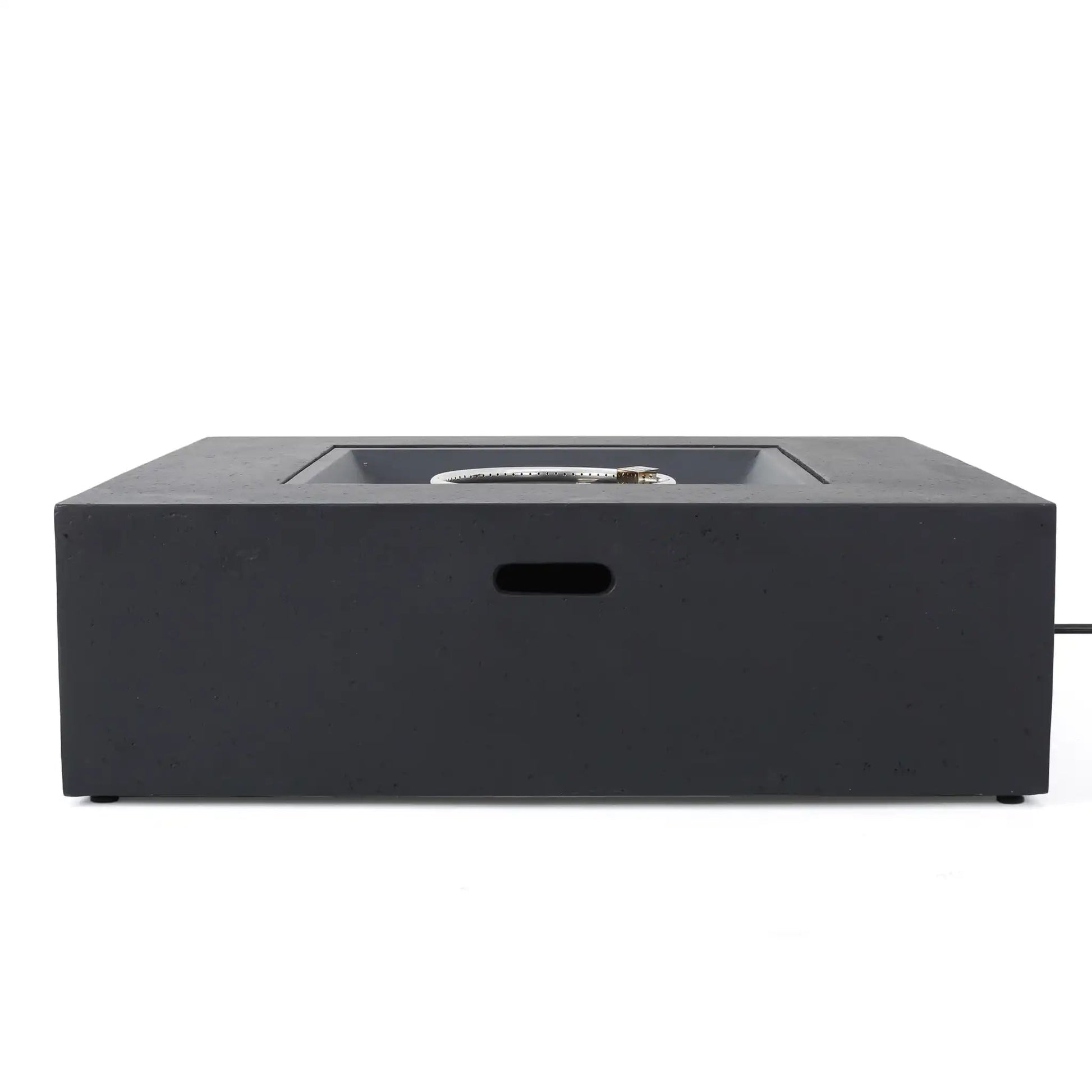Modern square fire table 50,000 Btu propane burner, black concrete finish on Tampa Home & Garden Store