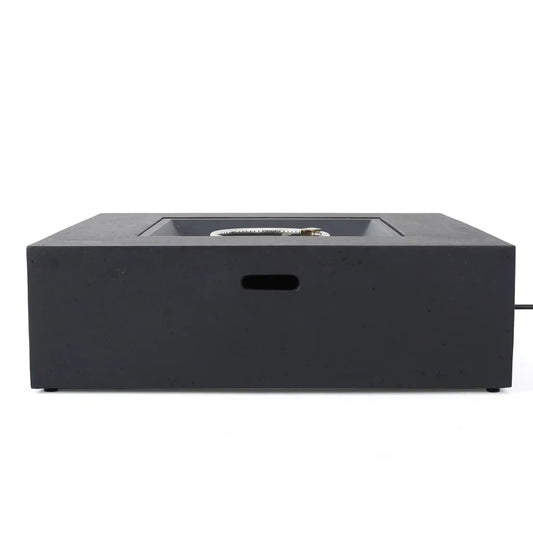 Modern square fire table 50,000 Btu propane burner, black concrete finish on Tampa Home & Garden Store