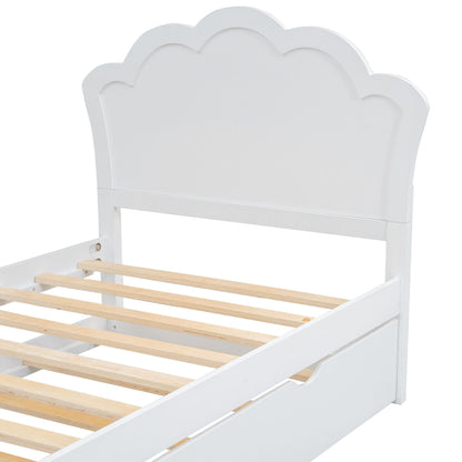 Platform bed with headboard and trundle in white, cloud headboard by HouseOfZazla on Tampa Home & Garden Store