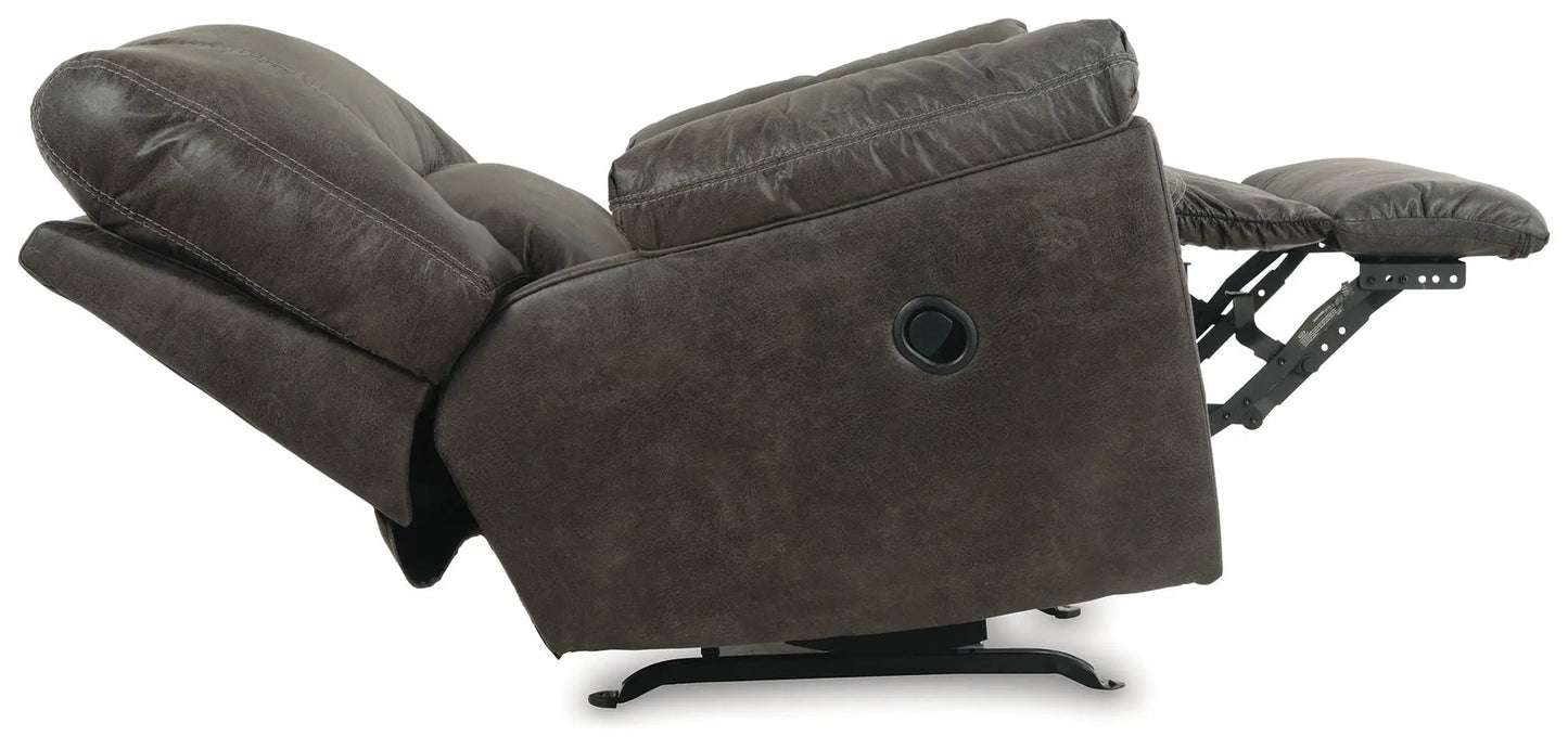 Tambo rocker recliner in dark brown leather with extended footrest Unique Piece Furniture on Tampa Home & Garden Store