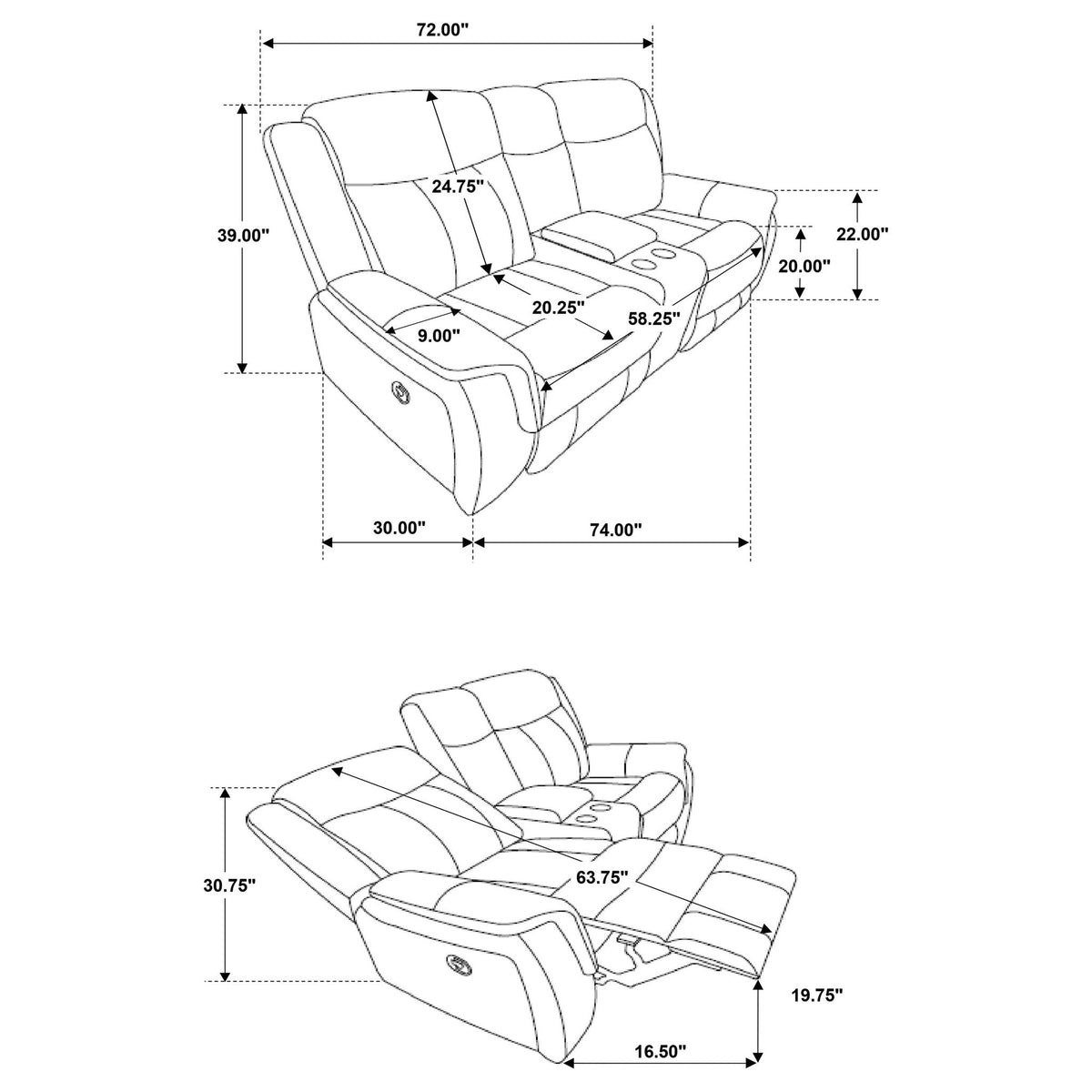 Franklin Manual Reclining Loveseat and Console