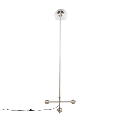 Eileen contemporary nickel floor lamp with white dome shade and horizontal crossbar arms on Tampa Home & Garden Store