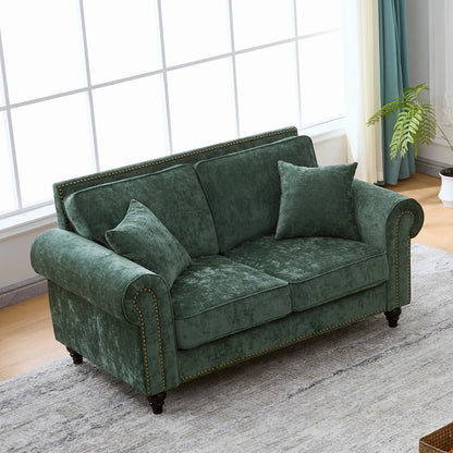 2 Seater Sofa With Rolled Arms in emerald velvet tufted upholstery by Unique Piece Furniture on Tampa Home & Garden Store