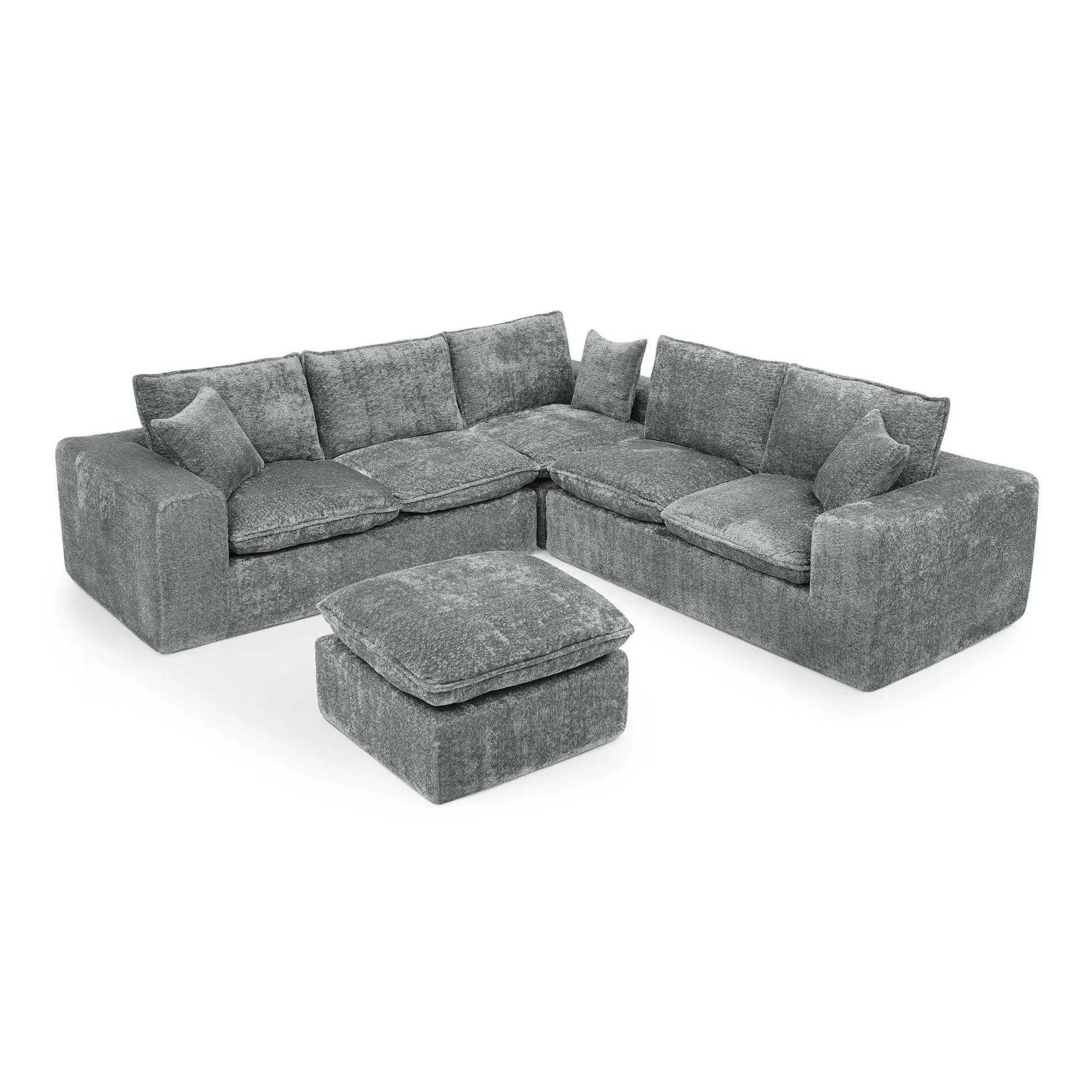 Sectional sofa with moveable ottoman, 3-piece set in gray fabric by Unique Piece Furniture on Tampa Home & Garden Store