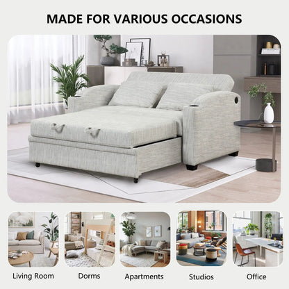 Pull Out Loveseat with Adjustable Backrest USB